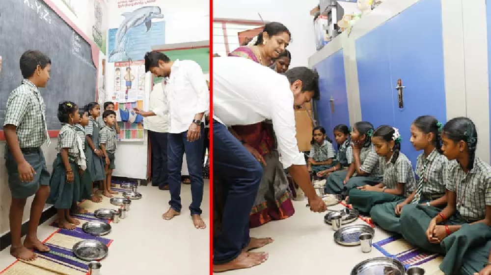 Udhay inspects the breakfast scheme in Dindigul corporation school