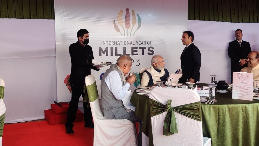 PM Modi, fellow MPs enjoy millet lunch in parliament