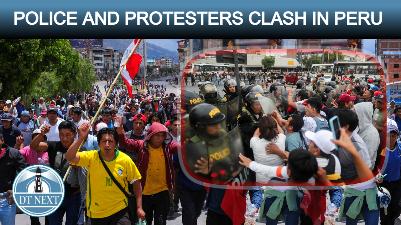 Police & protesters clash in Peru