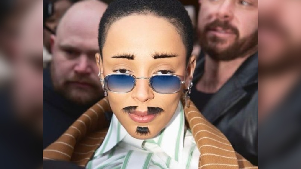 Doja Cat sports moustache days after her crystal inferno look