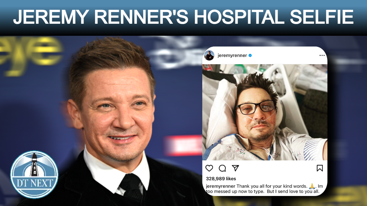 Jeremy Renners hospital selfie Jeremy Renners hospital selfie