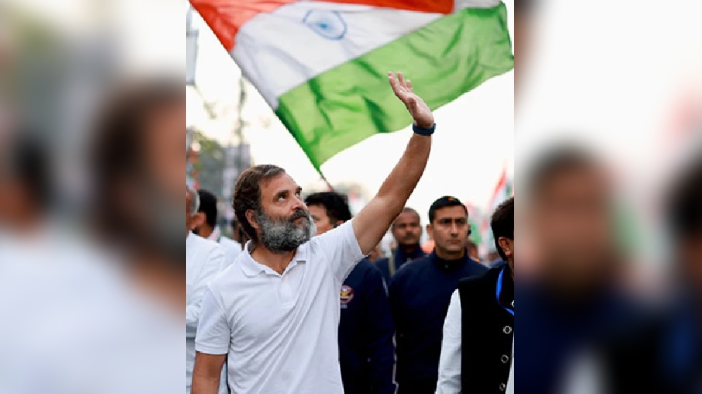 Rahul Gandhi unfurls flag at Bharat Jodo Yatra campsite