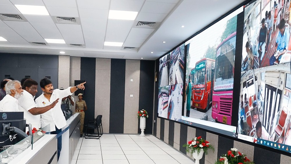 Udhayanidhi inaugurates ICCC to monitor cameras in MTC buses