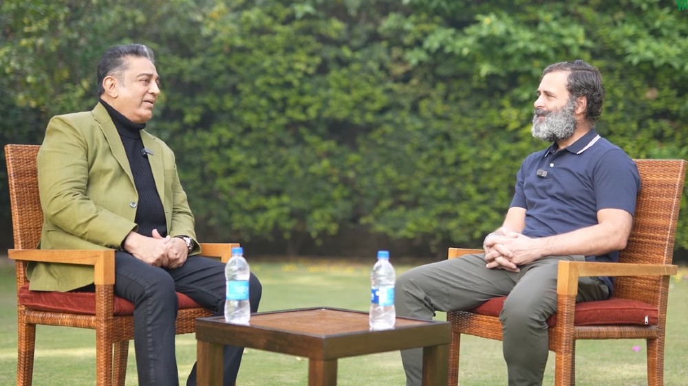 The rare Kamal-Hand bonhomie: Not the West, only India can take on China, RaGa tells Kamal The rare Kamal-Hand bonhomie: Not the West, only India can take on China, RaGa tells Kamal