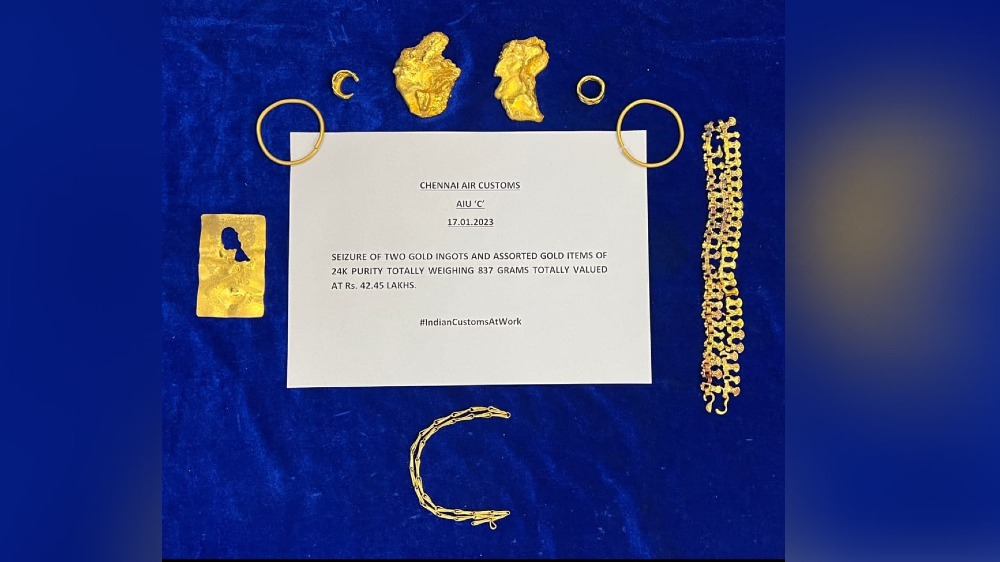 Customs seize gold worth ₹1.59 cr at Chennai airport