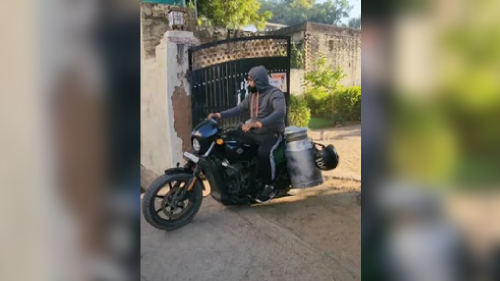Watch: Man selling milk on Harley Davidson