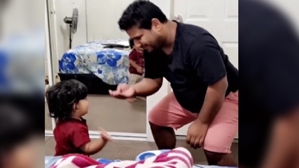 Father tries to understand toddlers babble in cute video