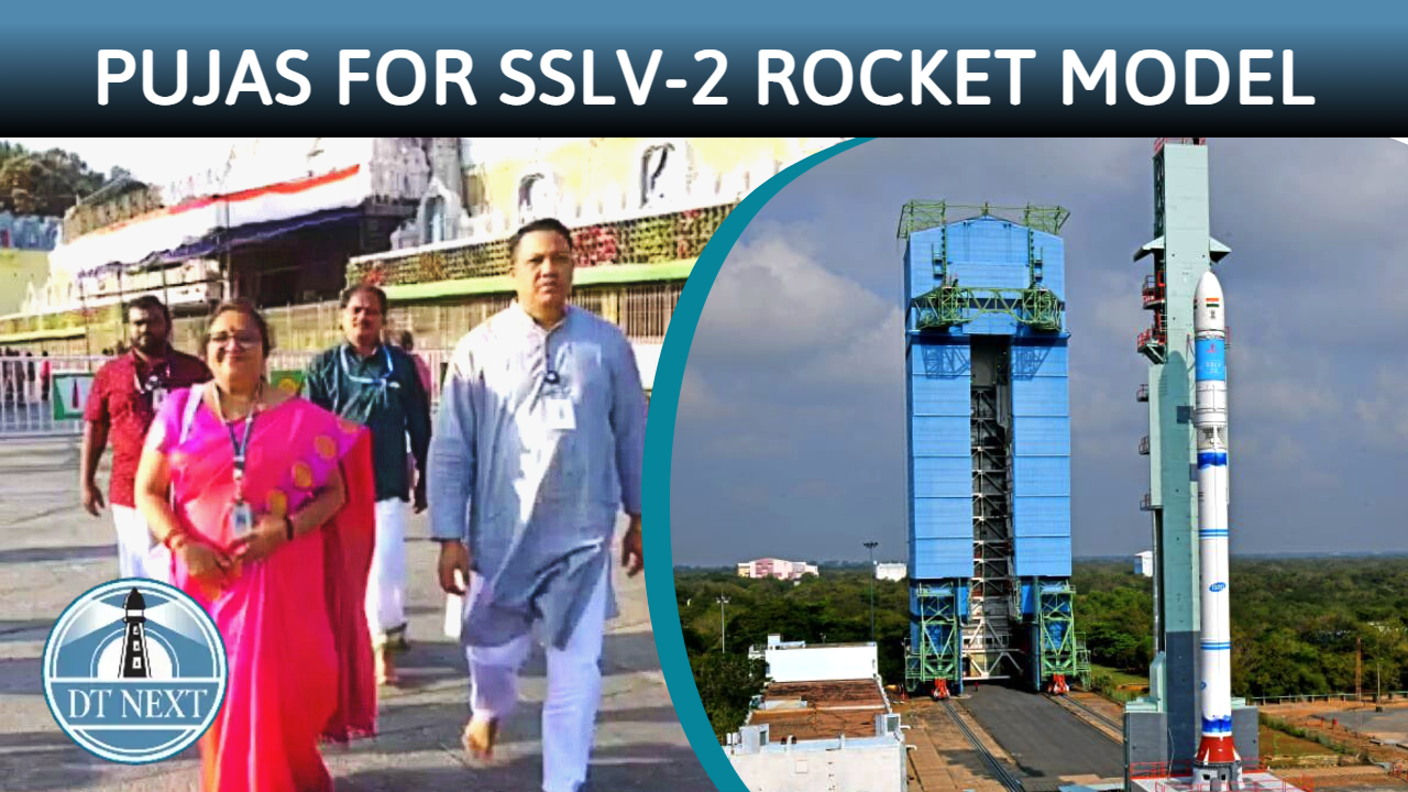 Special pujas for SSLV-2 rocket model in Tirupati temple
