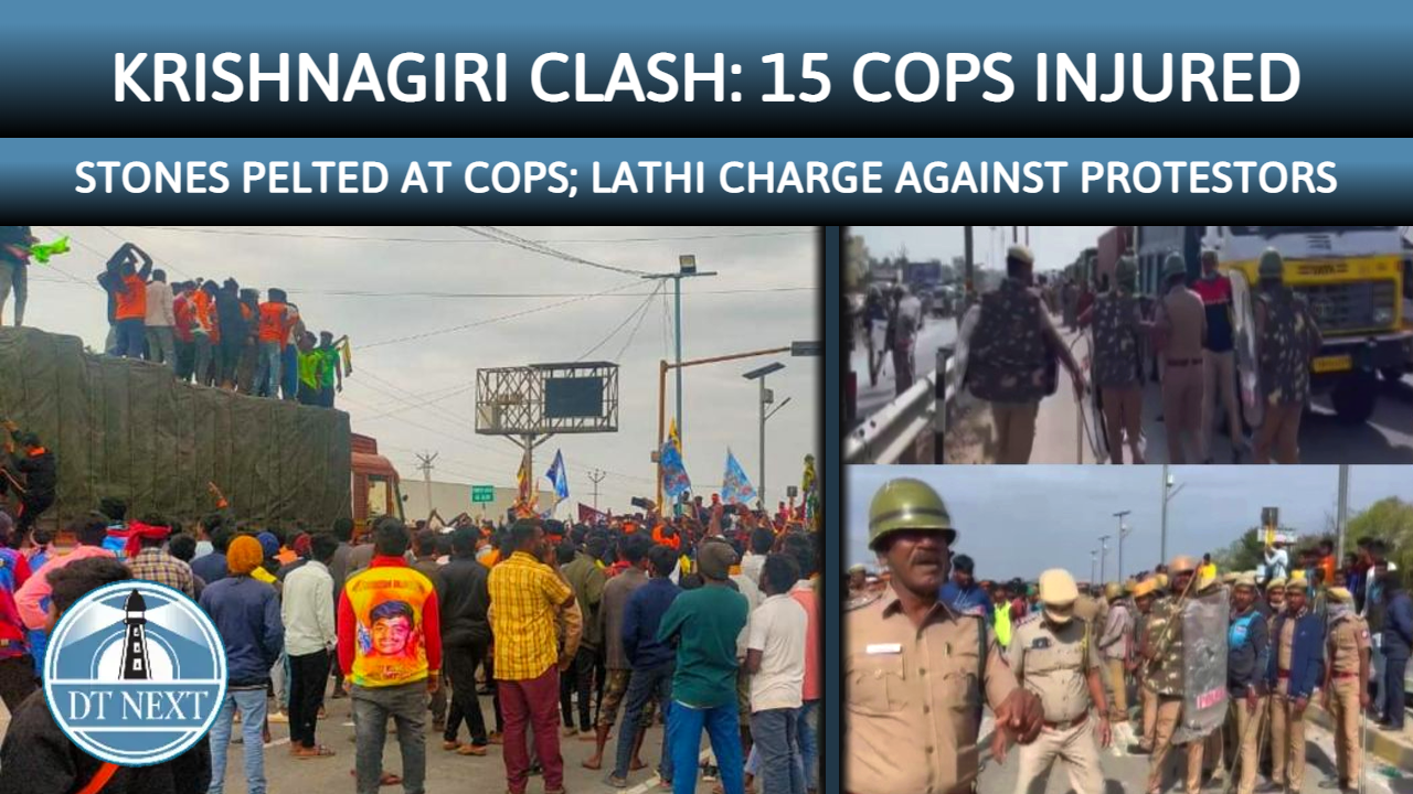 Krishnagiri clash: Lathi charge against protestors; 15 cops seriously injured Krishnagiri clash: Lathi charge against protestors; 15 cops seriously injured