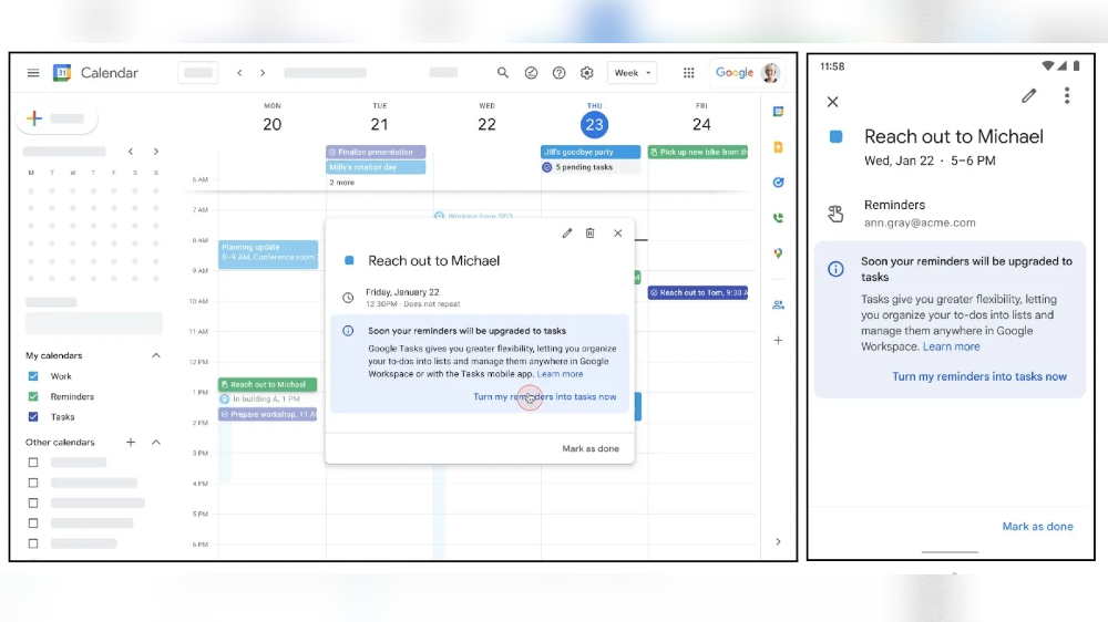 Google to soon migrate Calendar, Assistant Reminders to ‘Google Tasks’