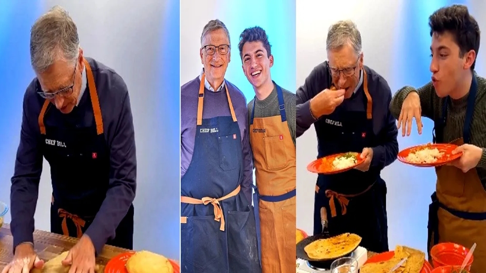 Bill Gates makes roti with chef Eitan Bernath, enjoys it with ghee Bill Gates makes roti with chef Eitan Bernath, enjoys it with ghee
