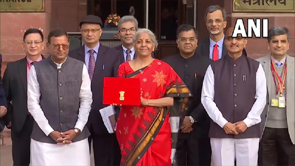 FM dons traditional temple border red saree to present Union Budget