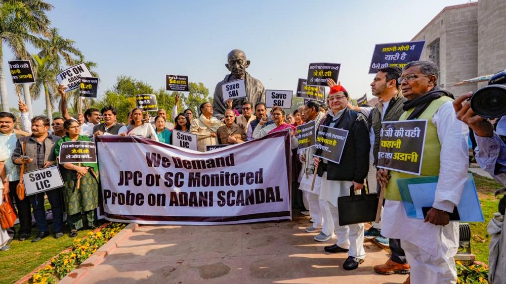Parl adjourned till 2 pm amid Opposition protest over Adani row Parl adjourned till 2 pm amid Opposition protest over Adani row