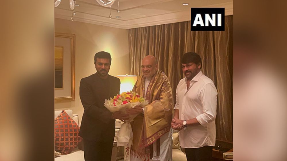 Ram, Chiranjeevi meet Amit Shah in New Delhi after RRR Oscar win