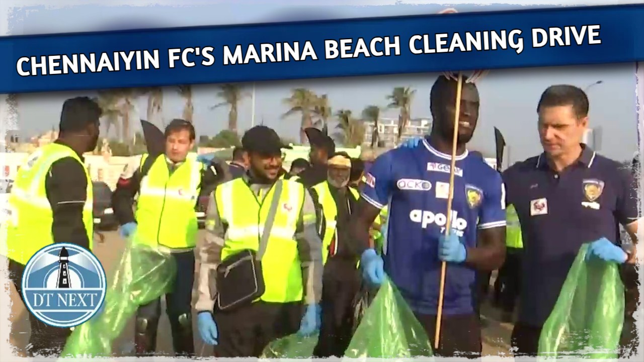 Chennaiyin FCs Marina Beach cleaning drive Chennaiyin FCs Marina Beach cleaning drive