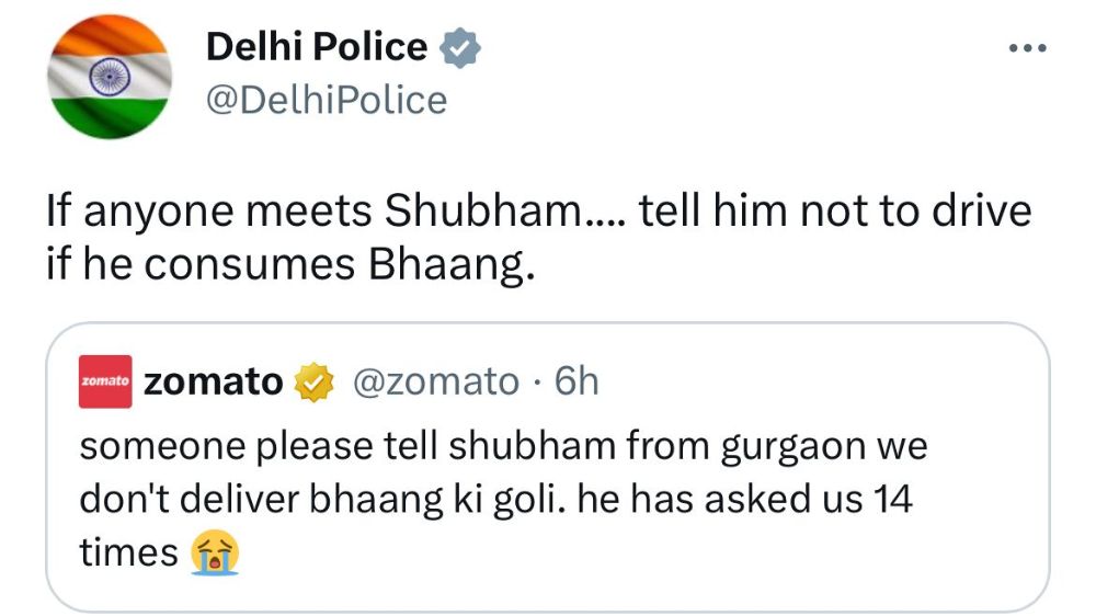 Dont drive if you consume bhang: Delhi Police uses wit on Holi eve Dont drive if you consume bhang: Delhi Police uses wit on Holi eve