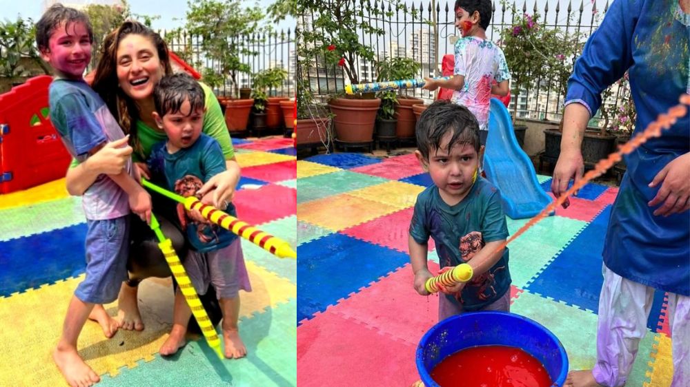 Kareena celebrates Holi with Taimur, Jehangir but misses Saif Kareena celebrates Holi with Taimur, Jehangir but misses Saif