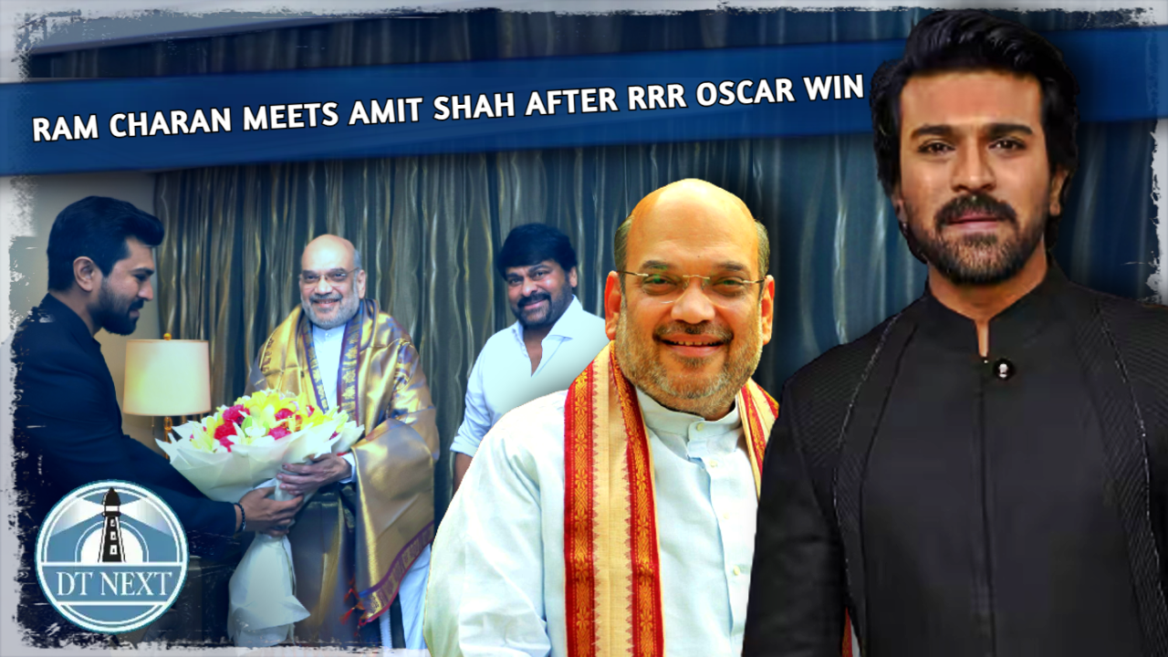 Ram Charan meets Amit Shah after RRR oscar win Ram Charan meets Amit Shah after RRR oscar win