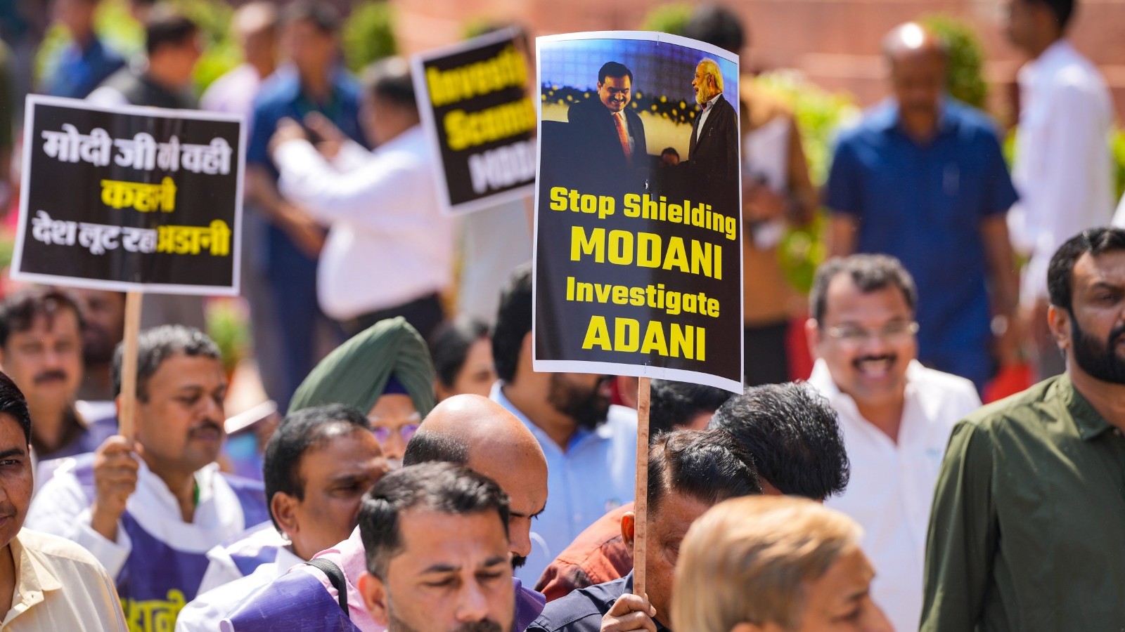 Oppn holds protest march seeking JPC probe into Adani issue