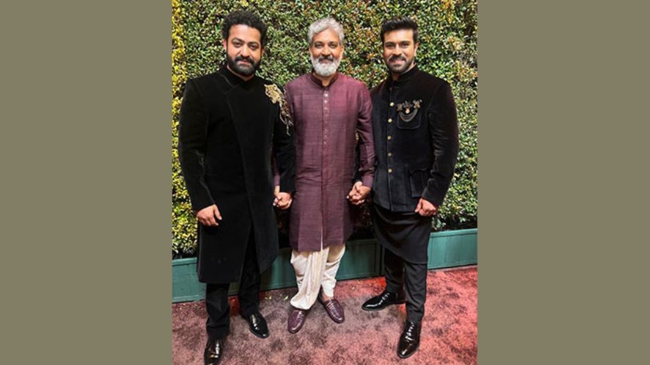 Ram Charan, Jr NTR, SS Rajamouli pay homage to India on red carpet