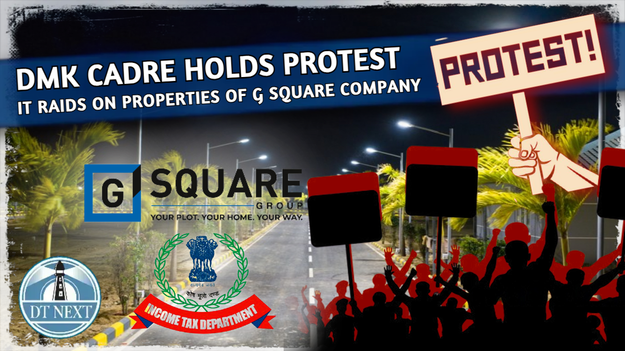 DMK cadre holds protest after Income Tax raids DMK cadre holds protest after Income Tax raids