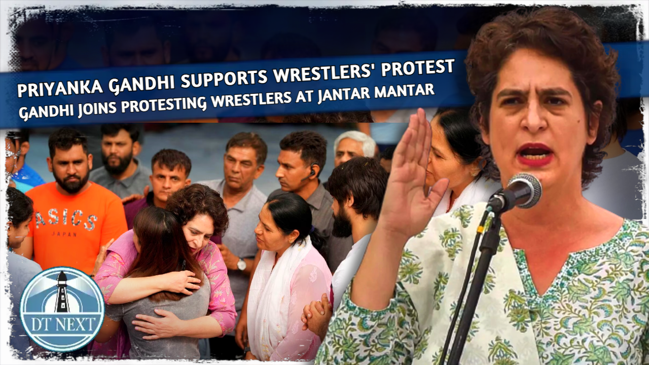 Priyanka Gandhi joins protesting wrestlers at Jantar Mantar Priyanka Gandhi joins protesting wrestlers at Jantar Mantar