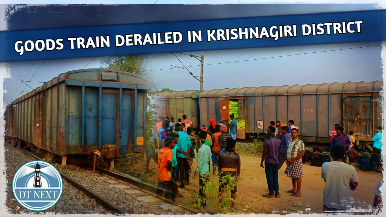 Goods train derails in Krishnagiri , rail traffic disrupted Goods train derails in Krishnagiri , rail traffic disrupted