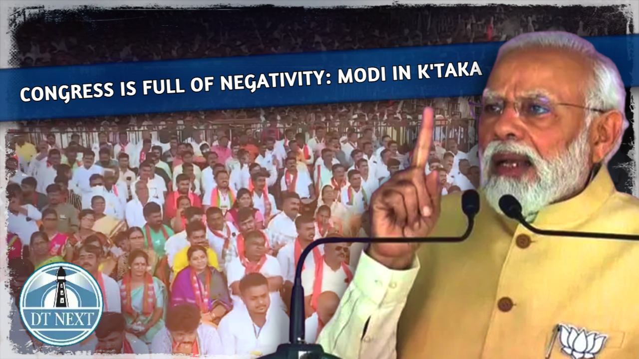 Congress is full of negativity: Modi in Ktaka Congress is full of negativity: Modi in Ktaka