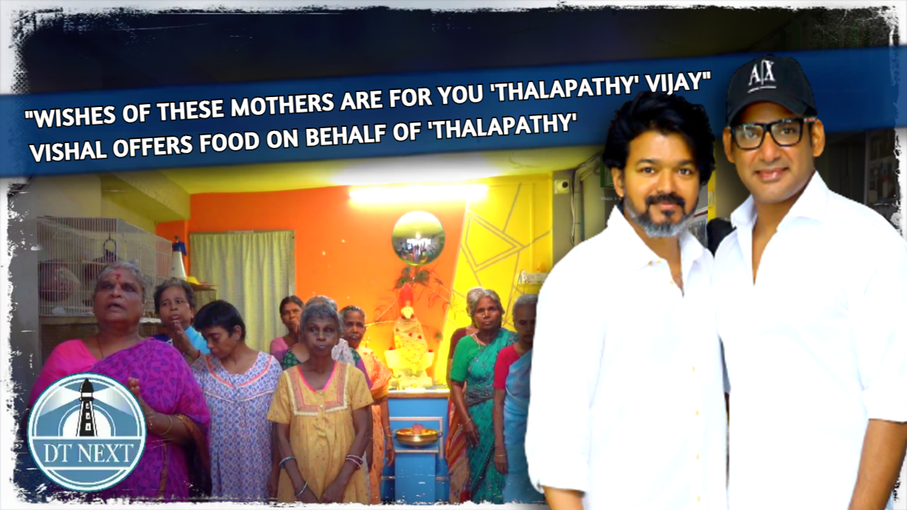 Vishal offers food in an old age home on behalf of Thalapathy