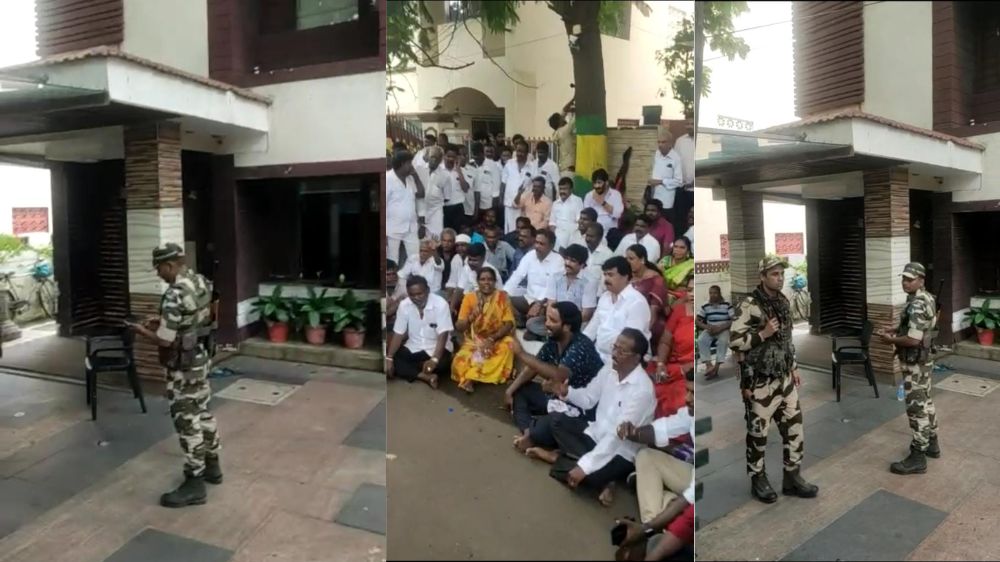 I-T Dept raids at DMK MLAs residence, supporters protest