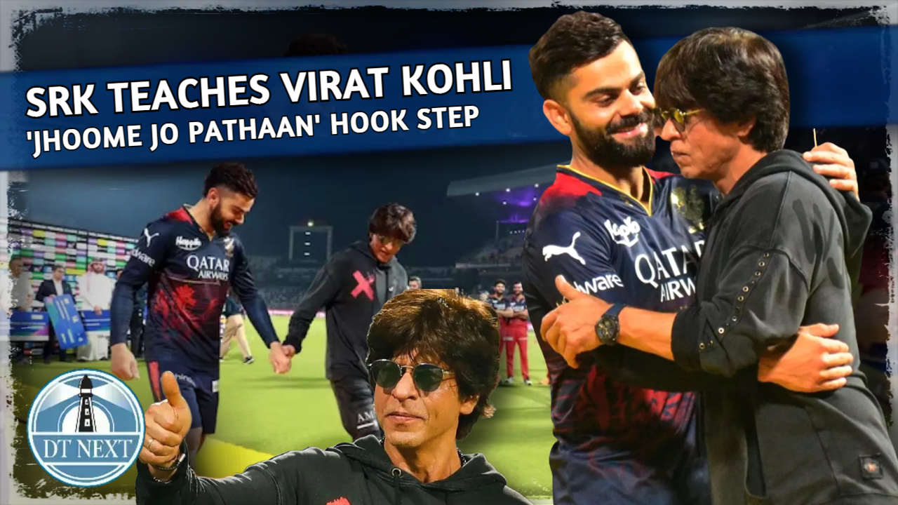 SRK teaches Virat Kohli Jhoome Jo Pathaan hook step SRK teaches Virat Kohli Jhoome Jo Pathaan hook step