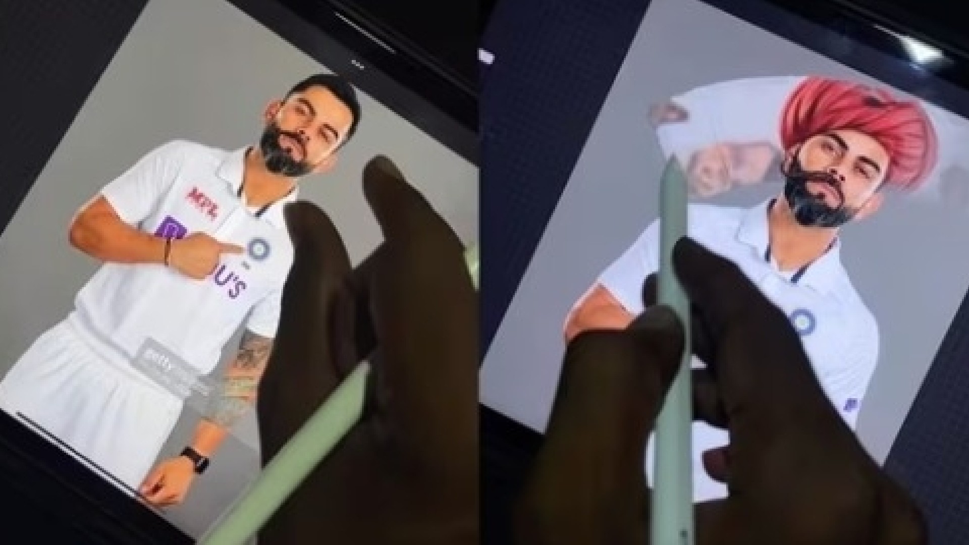 Artist gives rural Rajasthani look to Virat Kohli, video goes viral Artist gives rural Rajasthani look to Virat Kohli, video goes viral