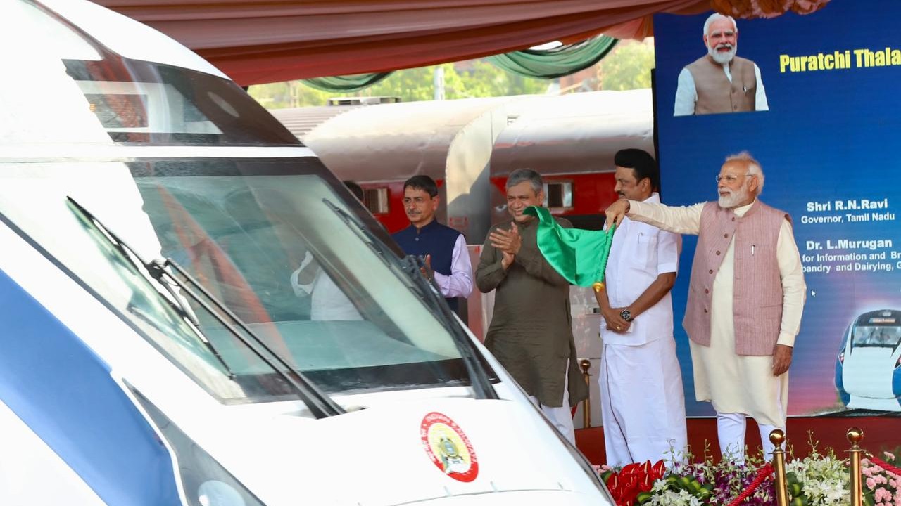 PM Modi flags off Vande Bharat Express from Chennai Central