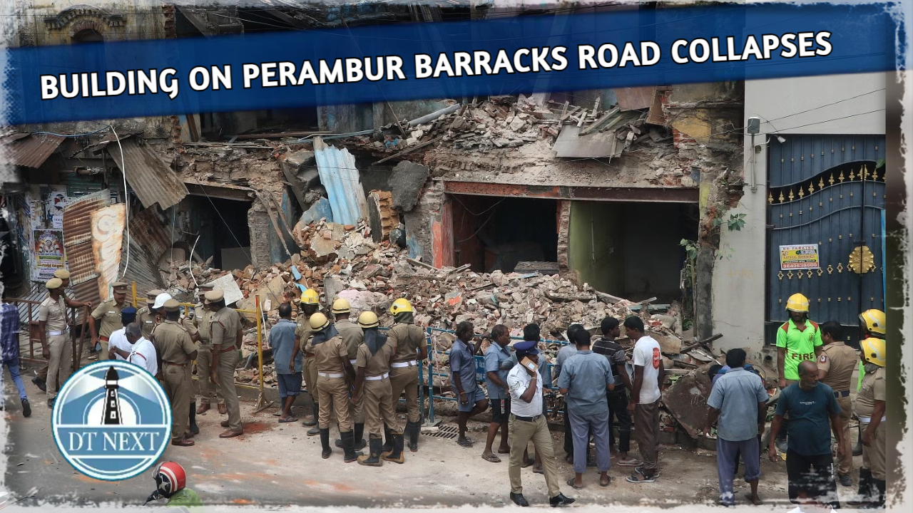 Building on Perambur Barracks Road collapses Building on Perambur Barracks Road collapses