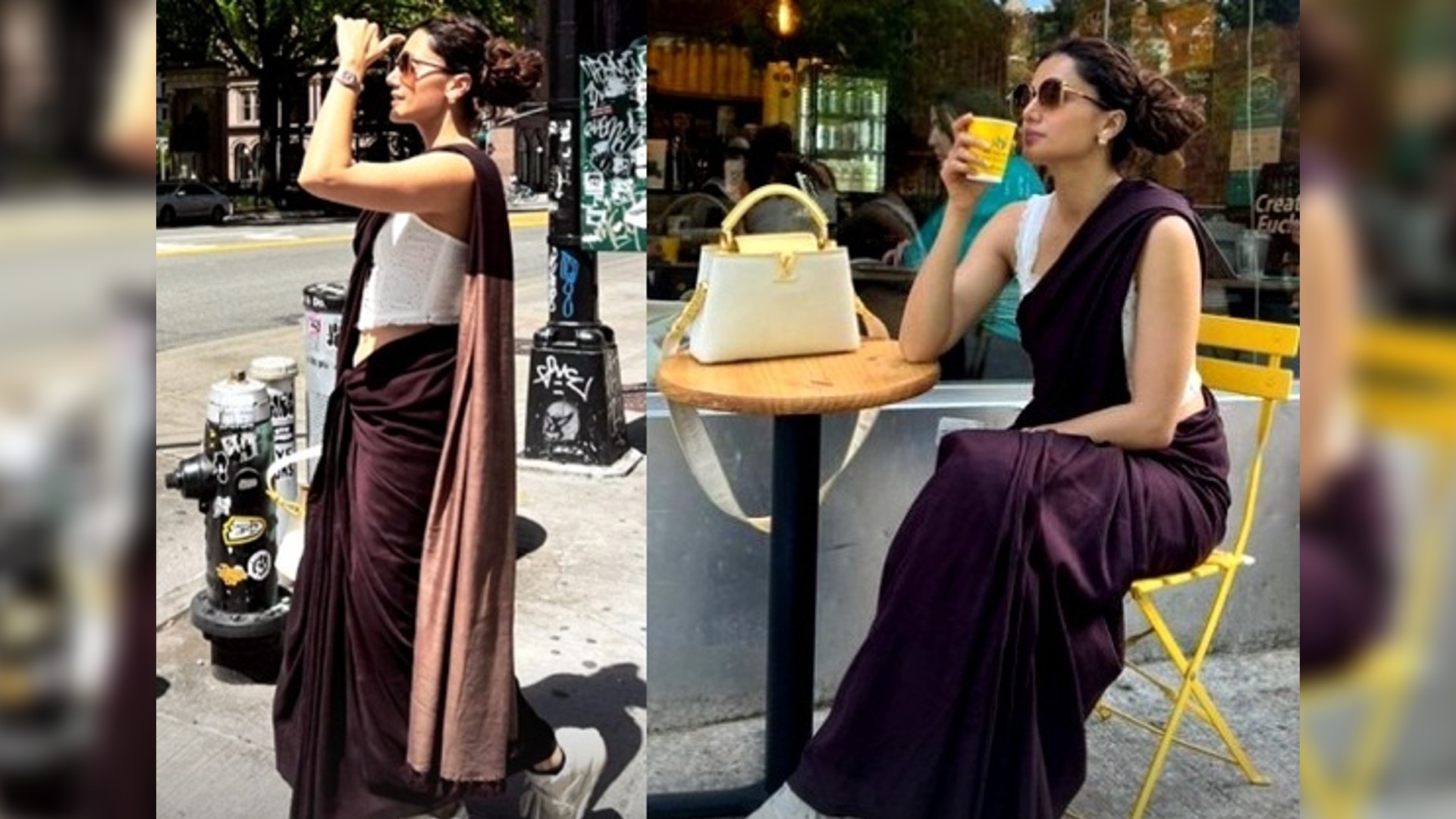 Taapsee Pannu saunters in a saree while vacationing in New York