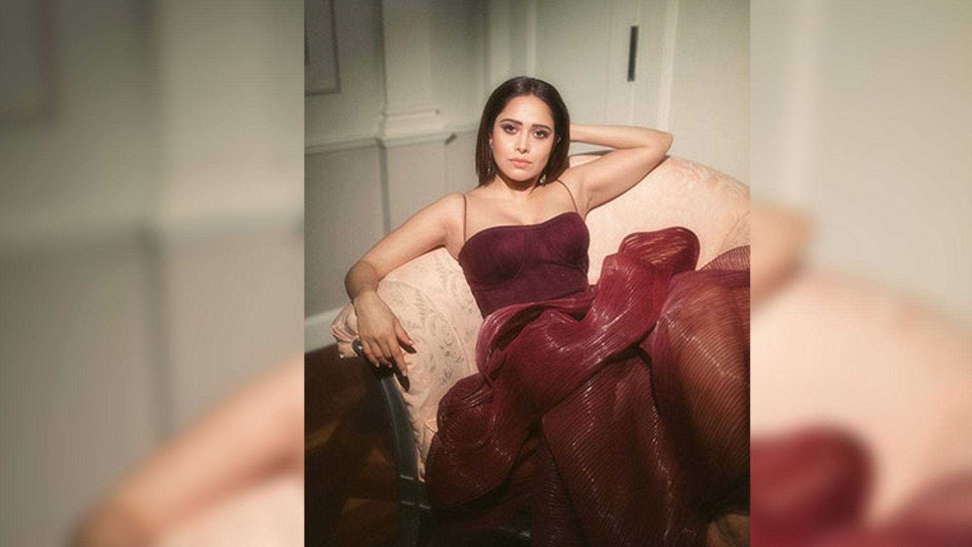 Nushrratt Bharuccha stuns glamorous avatar in maroon Ankara gown Nushrratt Bharuccha stuns glamorous avatar in maroon Ankara gown