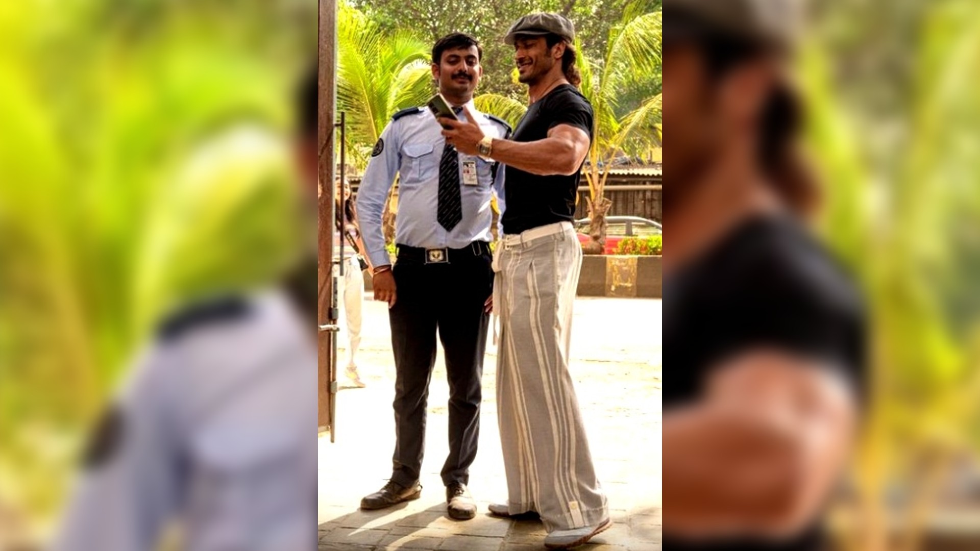Vidyut Jammwal brings a smile on security guards face with selfie Vidyut Jammwal brings a smile on security guards face with selfie