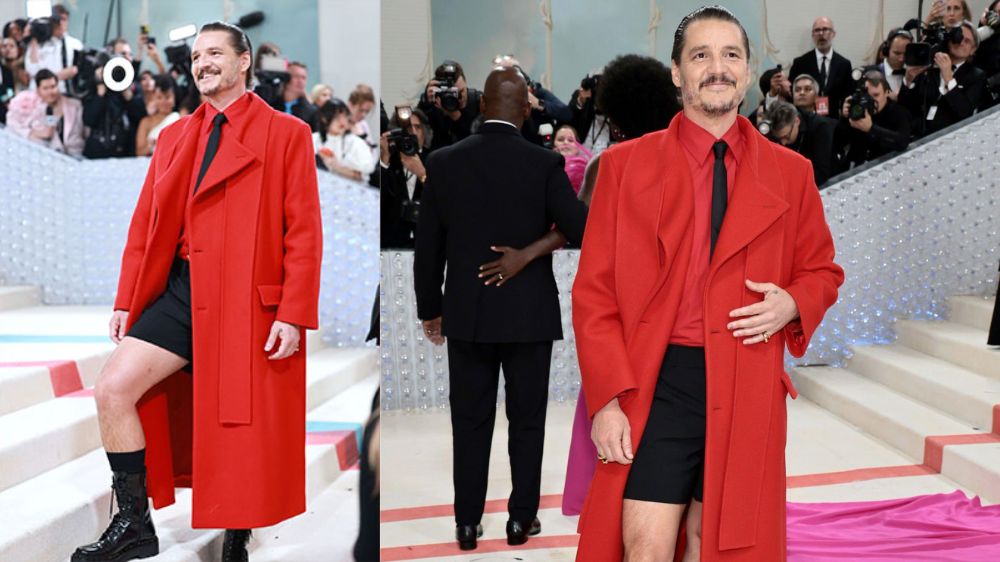 Pedro Pascal rocks red overcoat with black shorts look at Met Gala Pedro Pascal rocks red overcoat with black shorts look at Met Gala