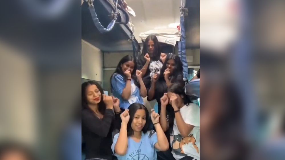 Netizens stunned over viral video of girls dancing in train