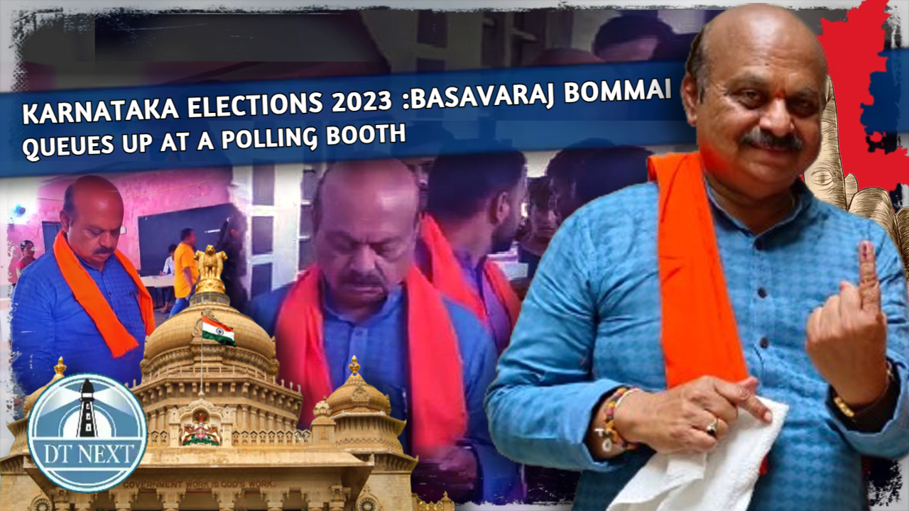 Ktaka election 2023: Basavaraj Bommai queues up at a polling booth Ktaka election 2023: Basavaraj Bommai queues up at a polling booth