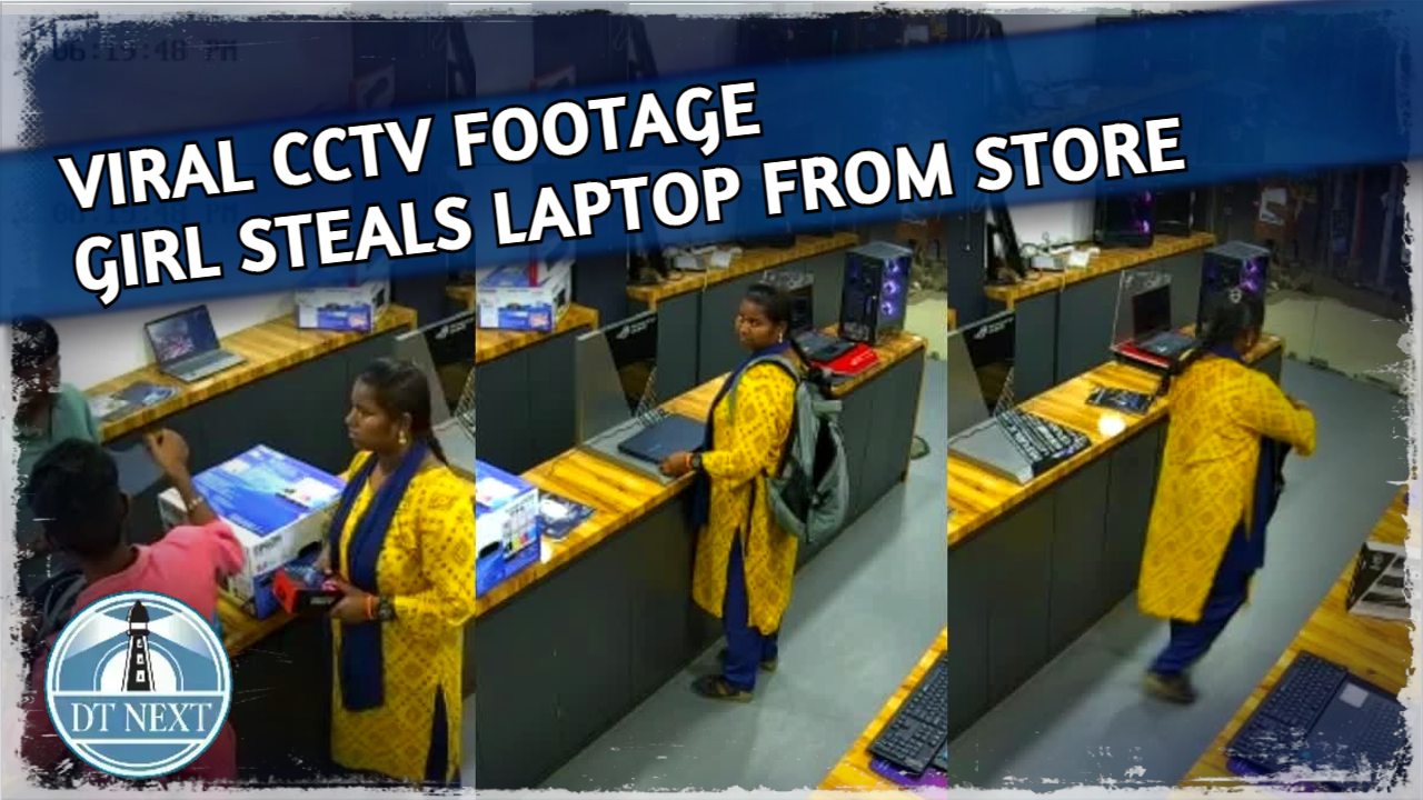 Viral CCTV Footage: Girl steals laptop from store in Coimbatore