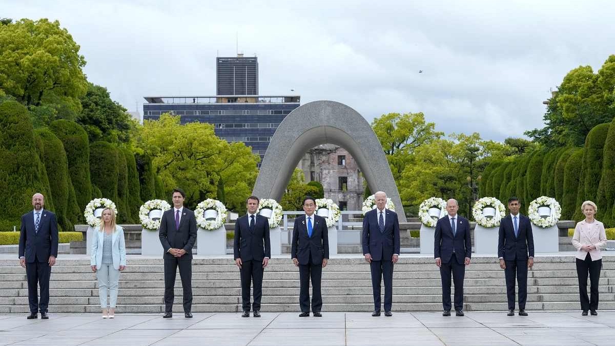Biden, Sunak, Macron arrive at Hiroshima Peace Memorial Park in Japan