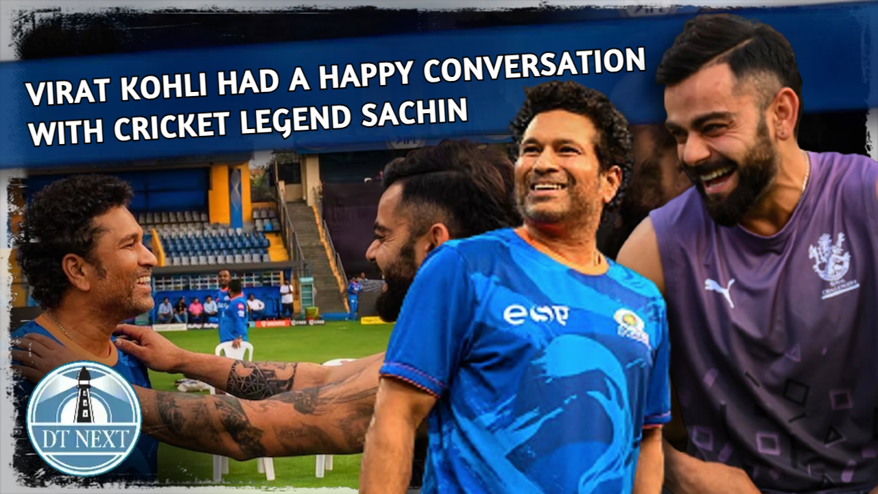 Virat Kohli had a happy conversation with cricket legend Sachin Virat Kohli had a happy conversation with cricket legend Sachin