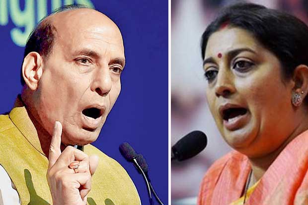 Congress which once questioned existence of Lord Ram now talking about Hinduism: Rajnath, Irani