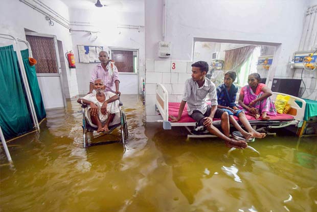 Rain water floods Bihar hospital, fish found swimming in ICU