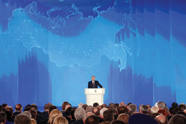 Putin, before election, unveils new nuclear weapons to counter West
