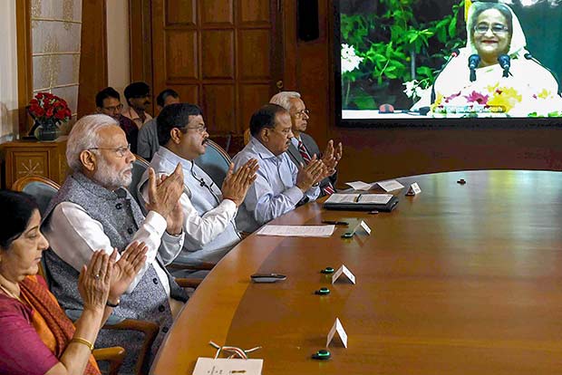 PM Modi, Hasina jointly inaugurate Indo-Bangla friendship pipeline, rail projects