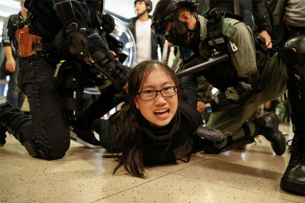 Calm broken as clashes break out in Hong Kong malls