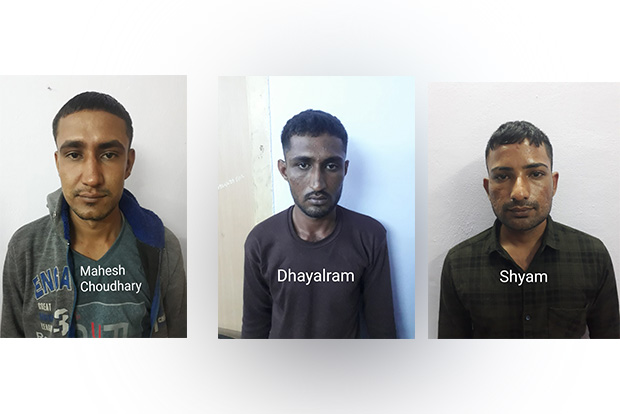 Three held for burgling Rs 7 lakh from textile shop Three held for burgling Rs 7 lakh from textile shop