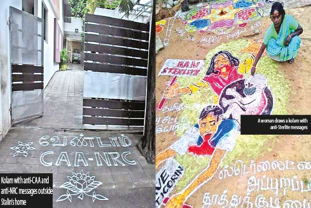 Politicians enter fray with anti-CAA, NRC kolams